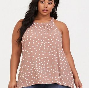 TAUPE GEORGETTE POLKA DOT GODDESS TANK
